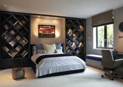 boys bedroom with bespoke shelving