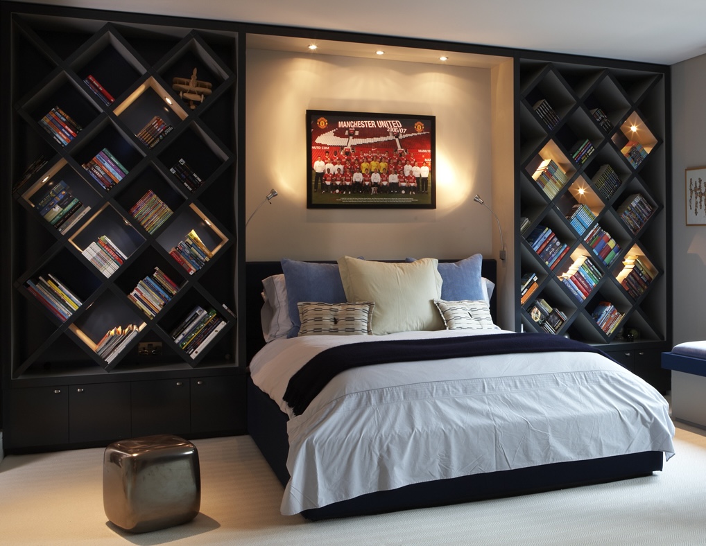Stylish bespoke bookcase cabinetry designed for a child’s room—combining thoughtful storage with practical design