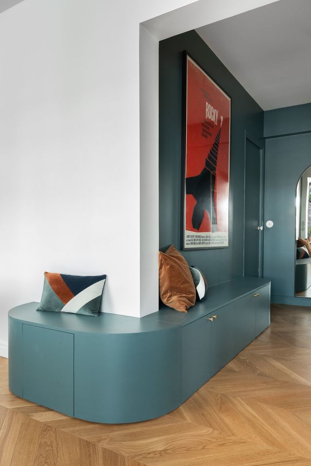 Colour drenched entrance in teal